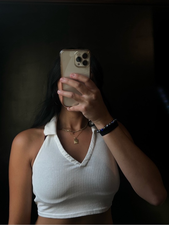 H&M Tops - H&M White Ribbed Halter Crop Top